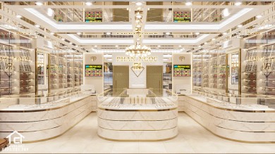 Thiết kế tiệm vàng đẹp sang trọng và rất hiện đại – TIỆM VÀNG PHAN NGỌC