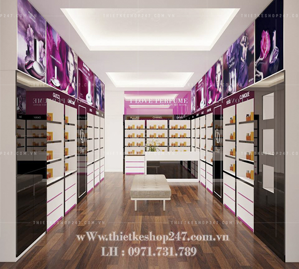 Cách trang trí shop mỹ phẩm đẹp, tây Chị Liễu.