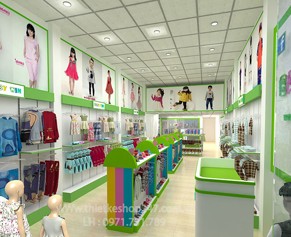 Cách trang trí shop quần áo trẻ em