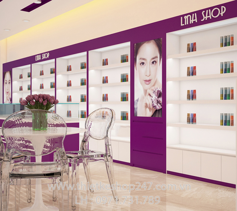 mẫu thiết kế cửa hàng mỹ phẩm