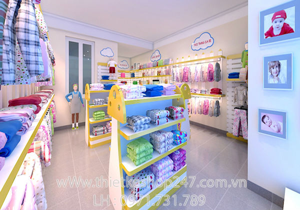 Thiết kế cửa hàng thời trang trẻ em đẹp