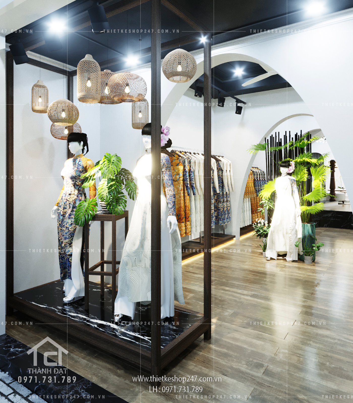 Thiết kế shop áo dài nhỏ đẹp