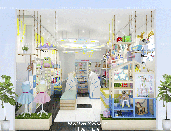 Thiết kế cửa hàng thời trang trẻ em đẹp.