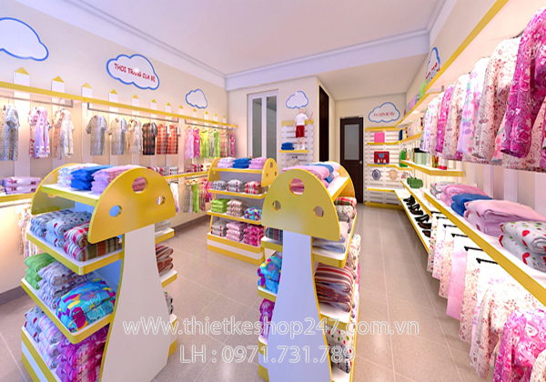 Trang trí cửa hàng quần áo trẻ em