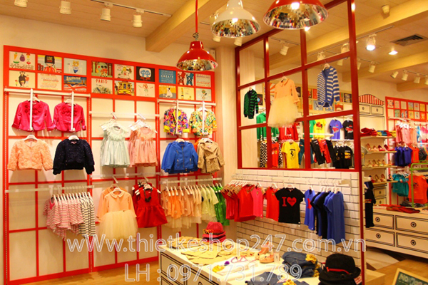 Trang trí shop quần áo trẻ em nhỏ