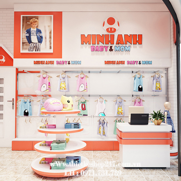 Trang trí cửa hàng thời trang trẻ em nhỏ đẹp tại đồng nai