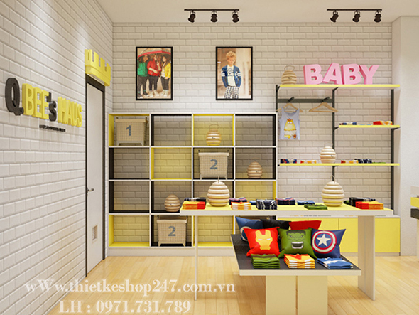 Trang trí cửa hàng thời trang trẻ em nhỏ tại thái nguyên