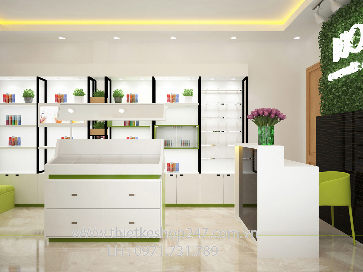 cach trang tri shop my pham dep