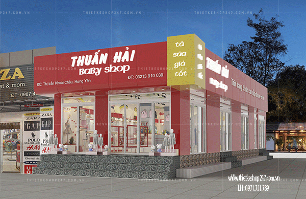 Thiết kế shop thời trang trẻ em đẹp.