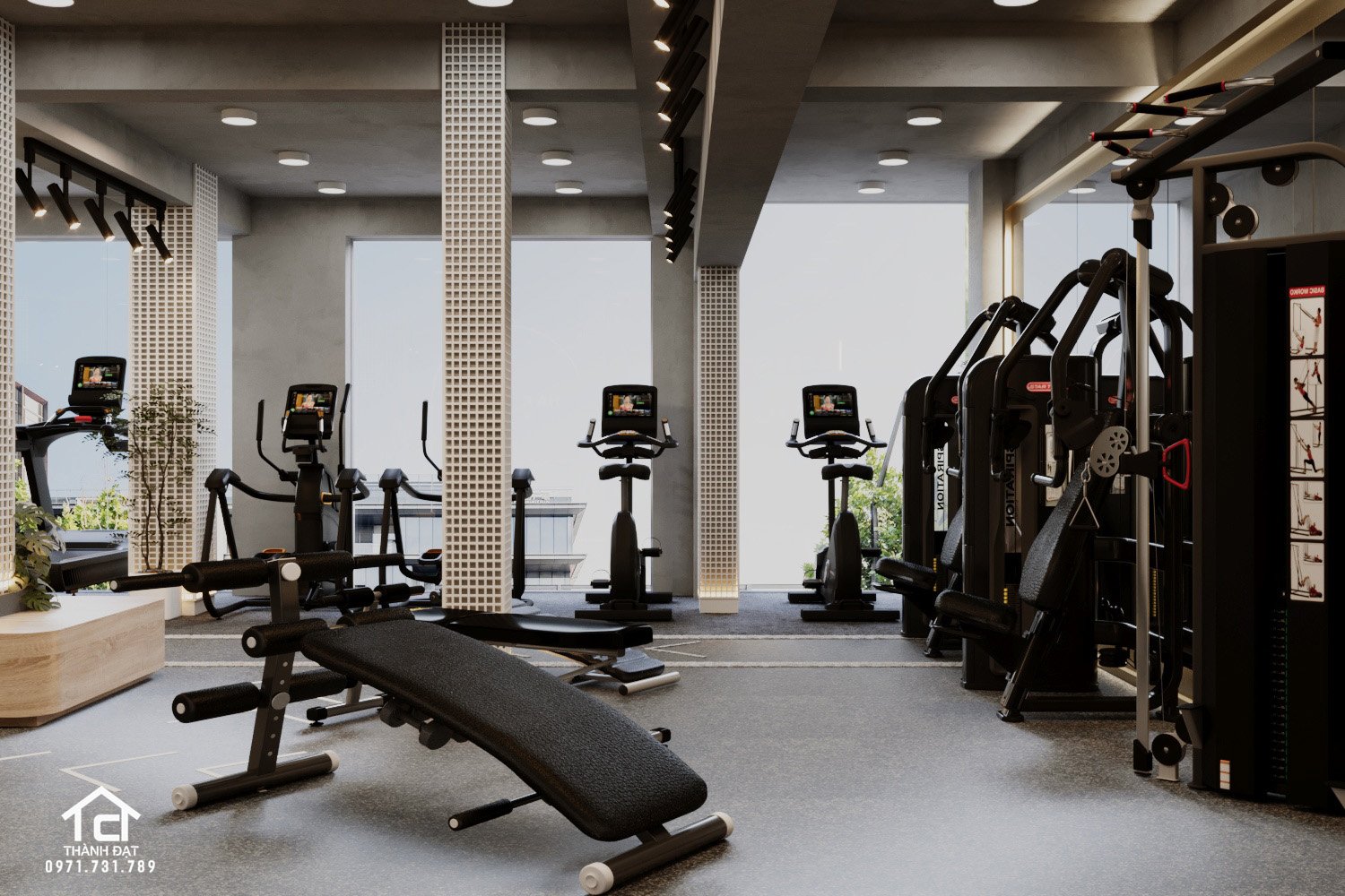 thiết kế phòng tập gym đẹp sang chảnh