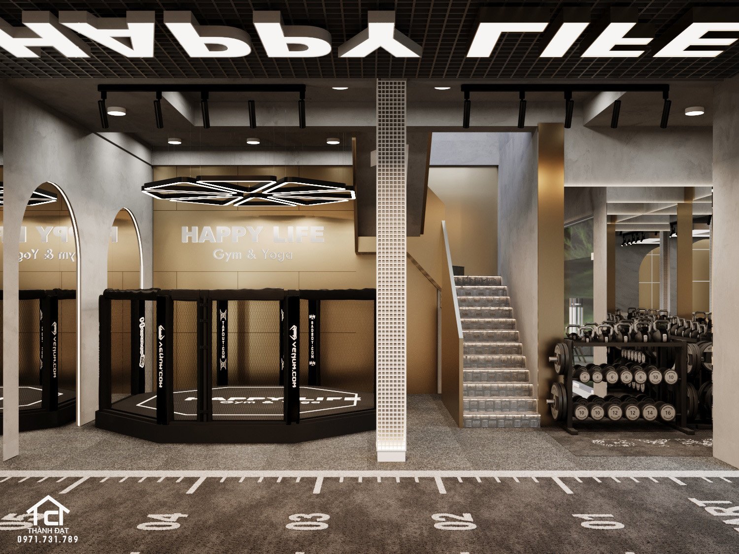 thiết kế phòng tập gym đẹp xinh