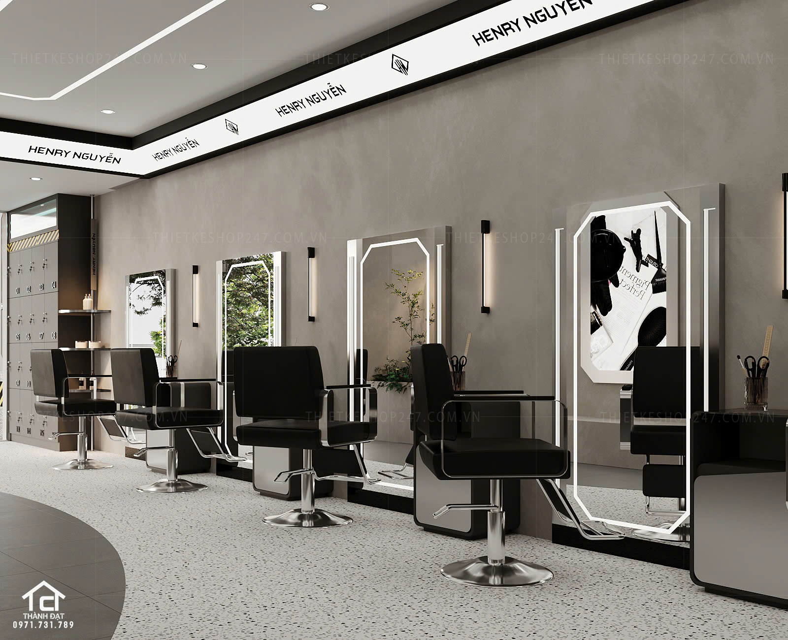 thiết kế salon tóc đẹp hài hòa