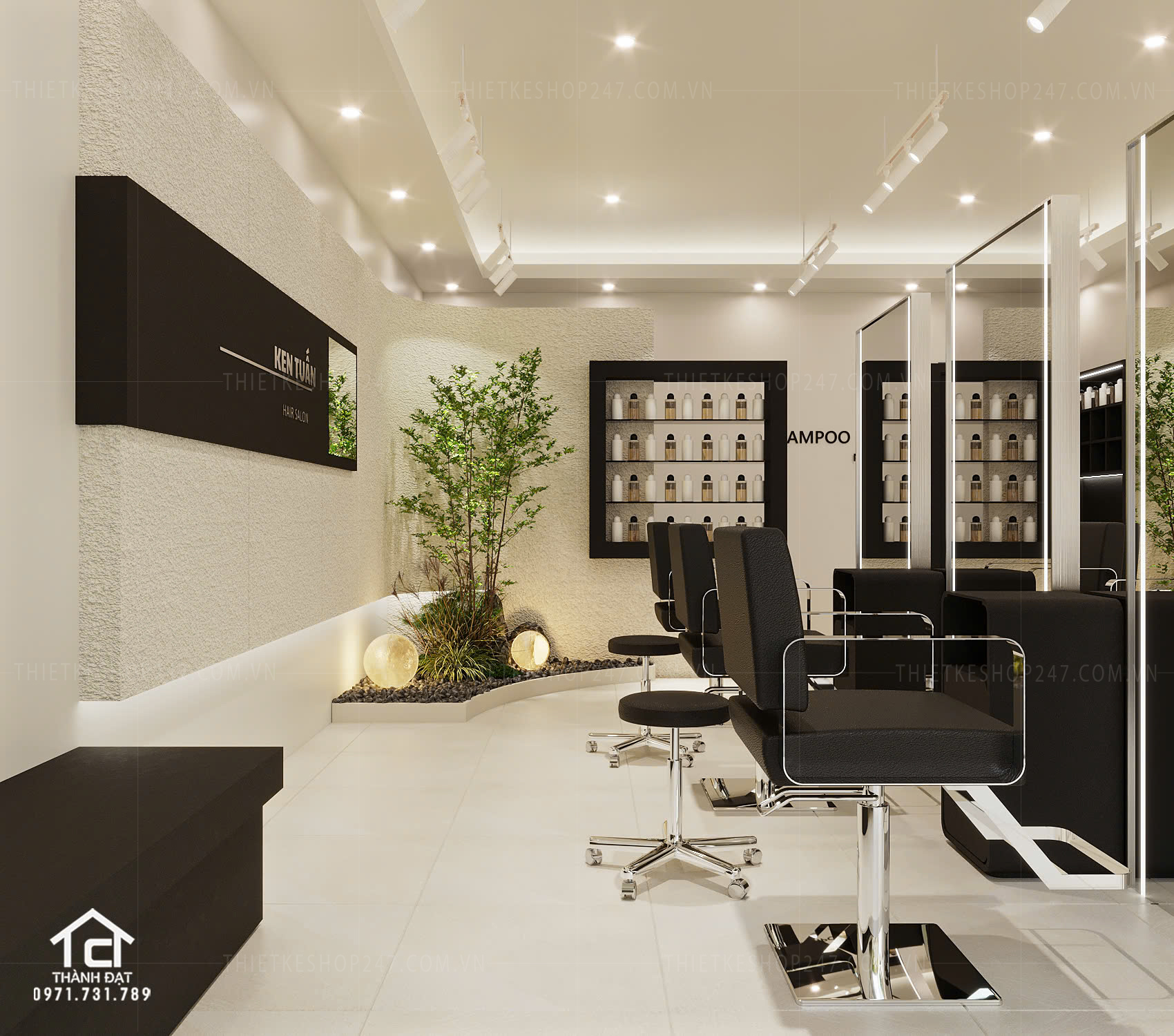 thiết kế salon tóc đẹp hiện đại