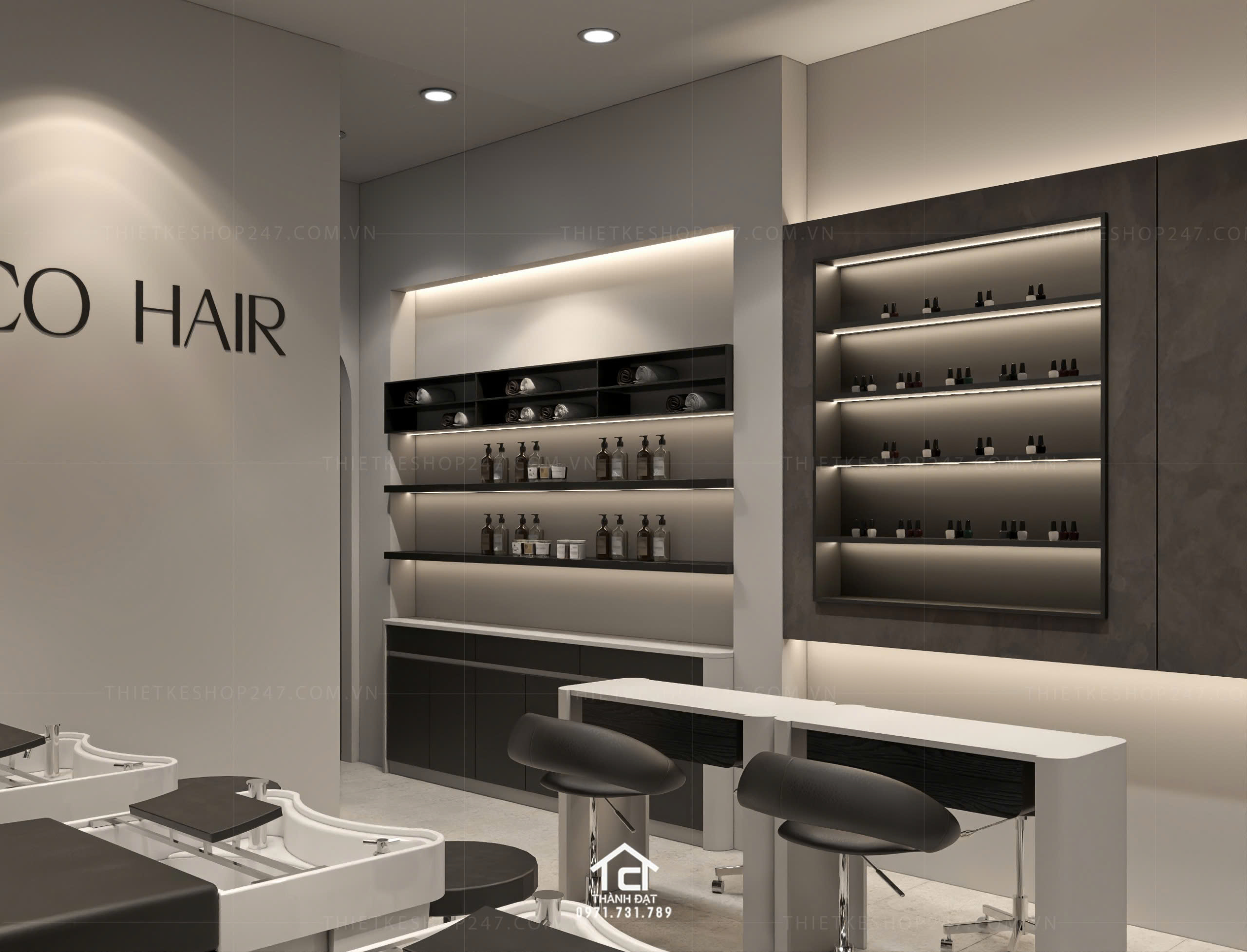 thiết kế salon tóc đẹp phong cách