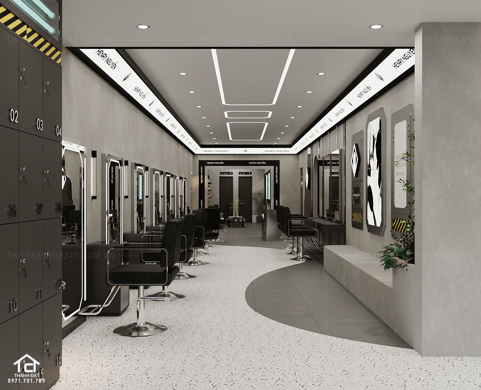 thiết kế salon tóc đẹp phong cách