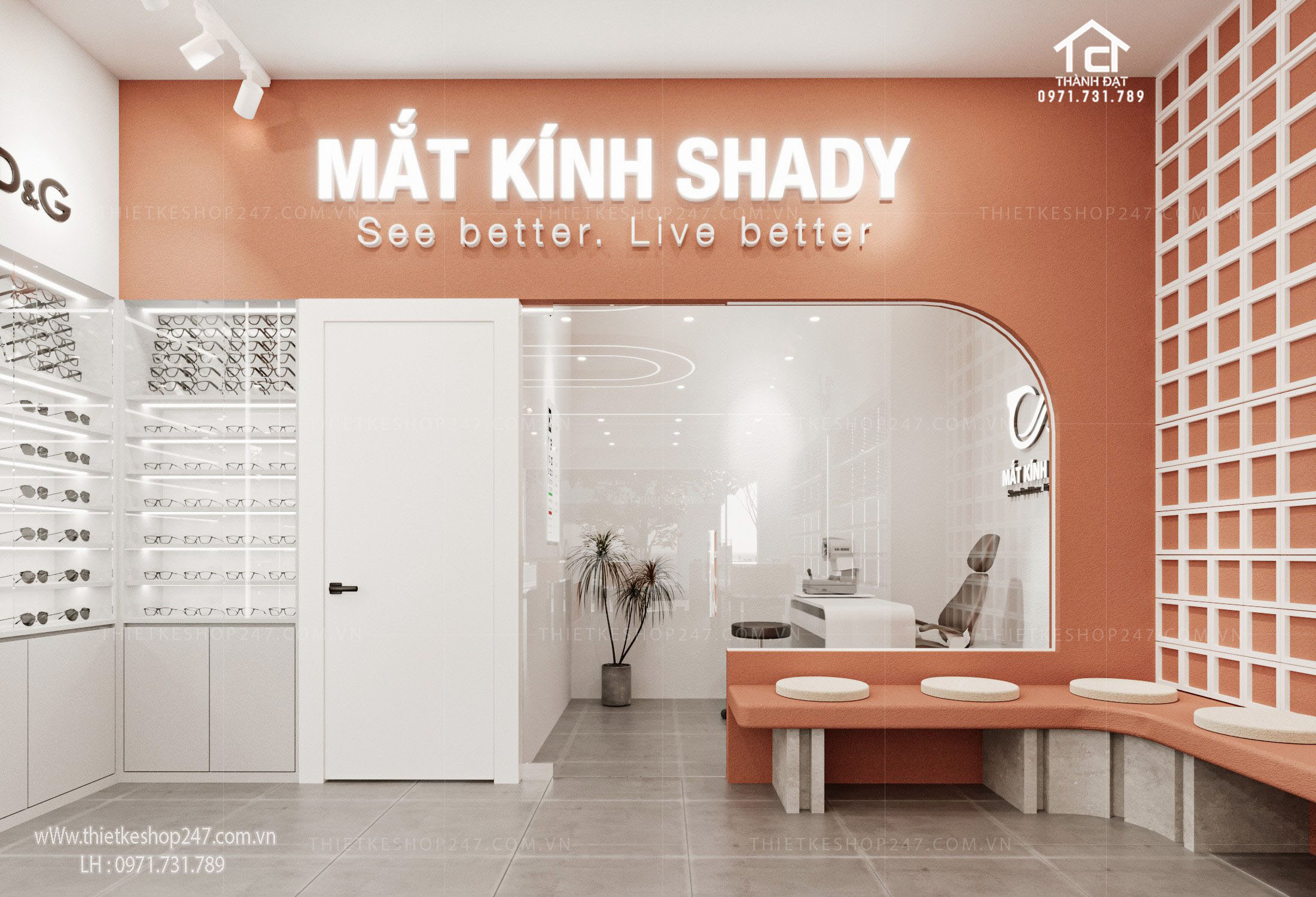 thiết kế shop mắt kính đẹp lung linh