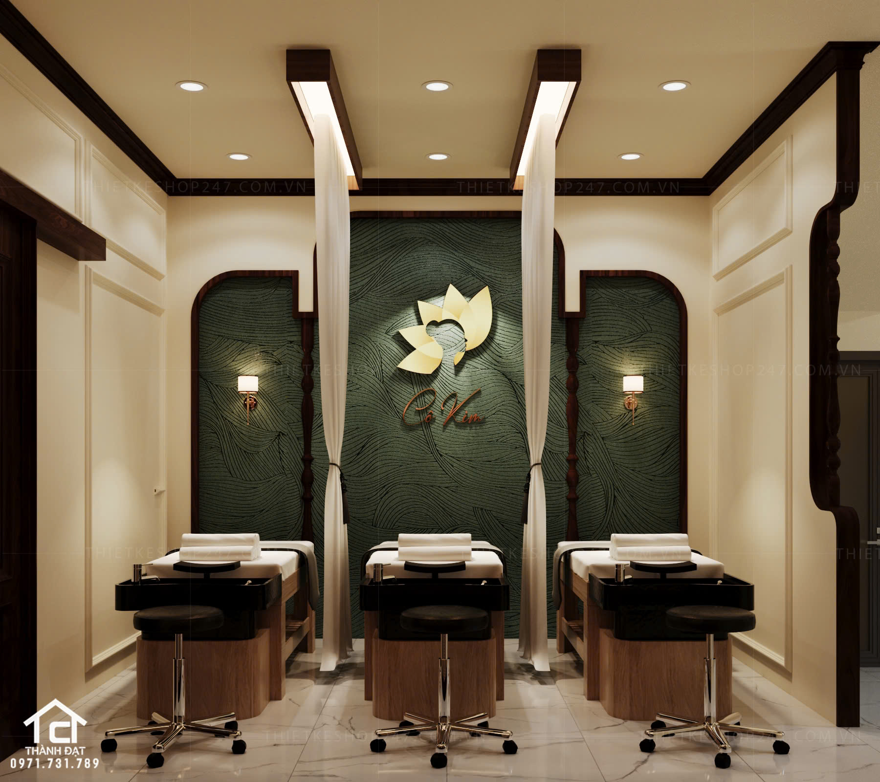 thiết kế spa đẹp màu sắc