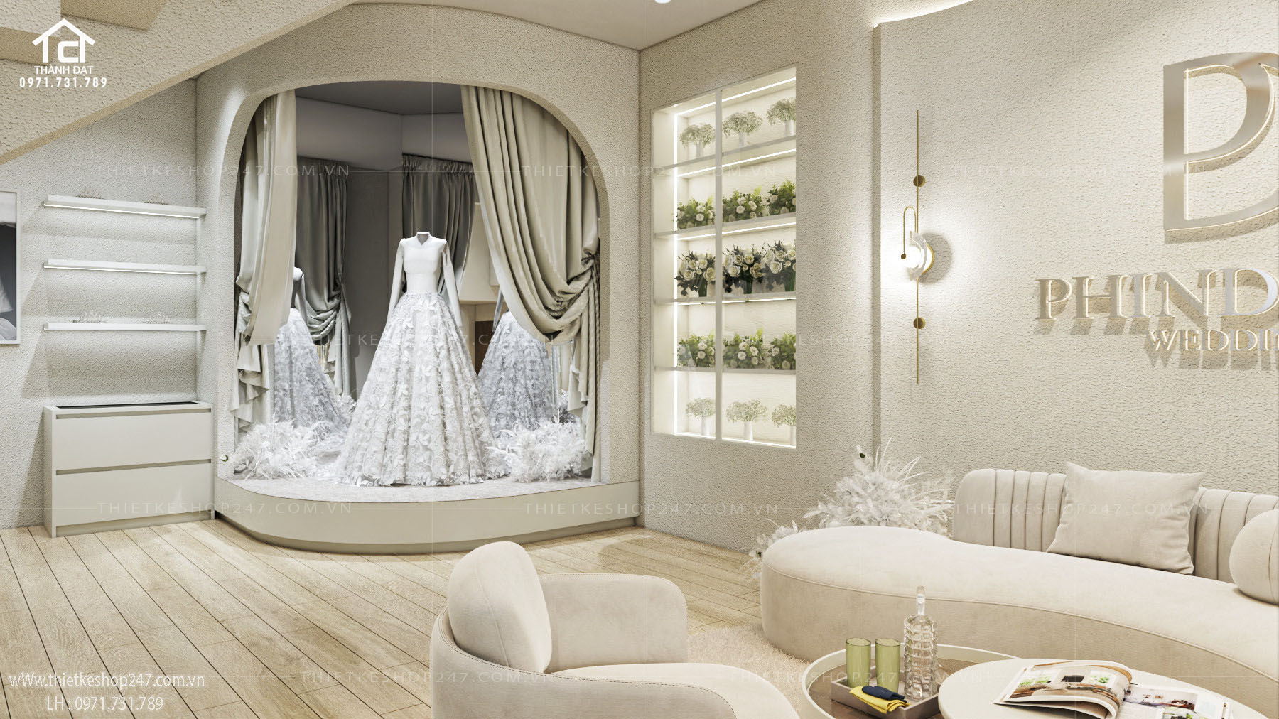 thiết kế studio áo cưới đẹp hiaanj đại