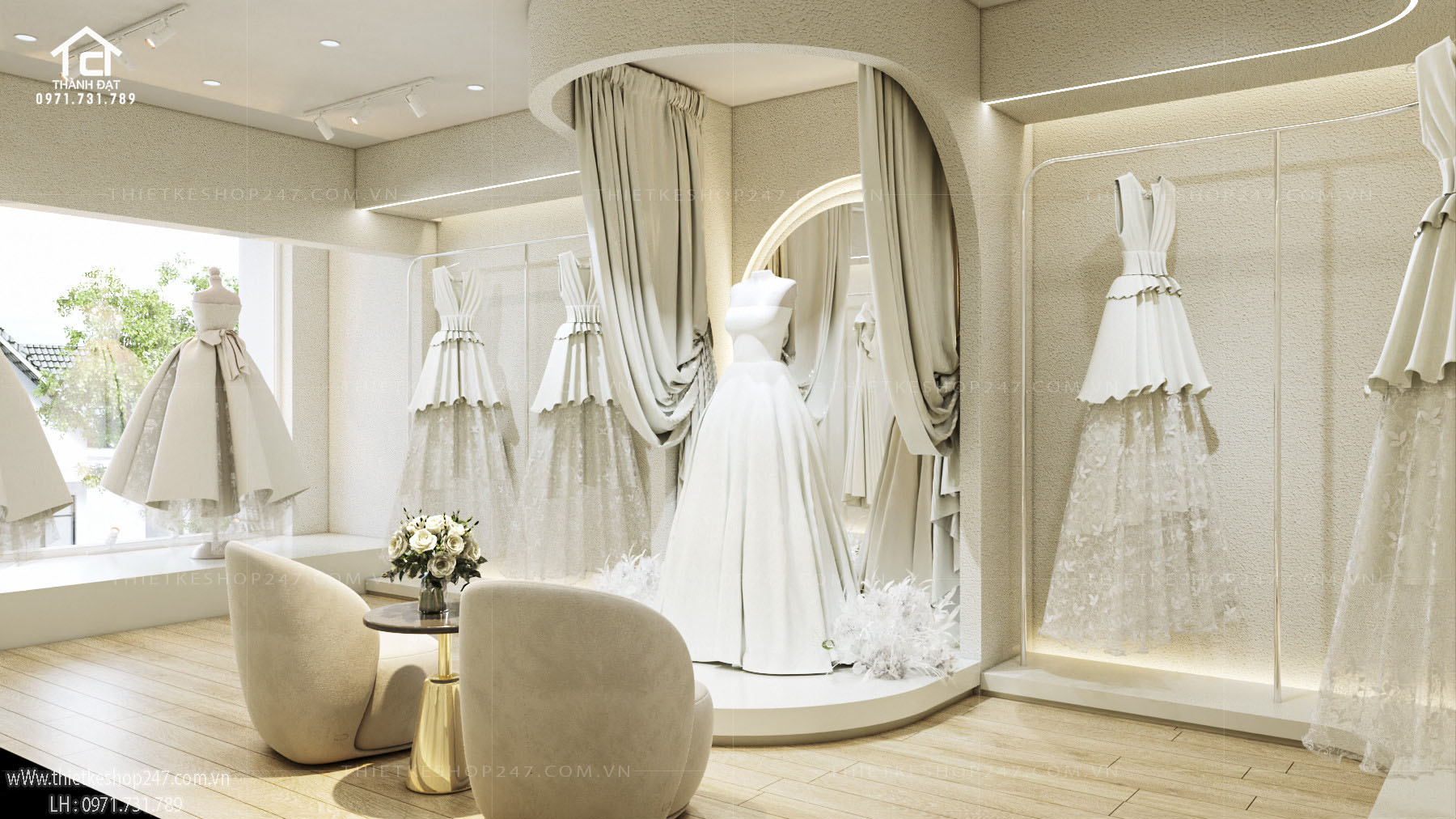 thiết kế studio áo cưới đẹp màu sắc