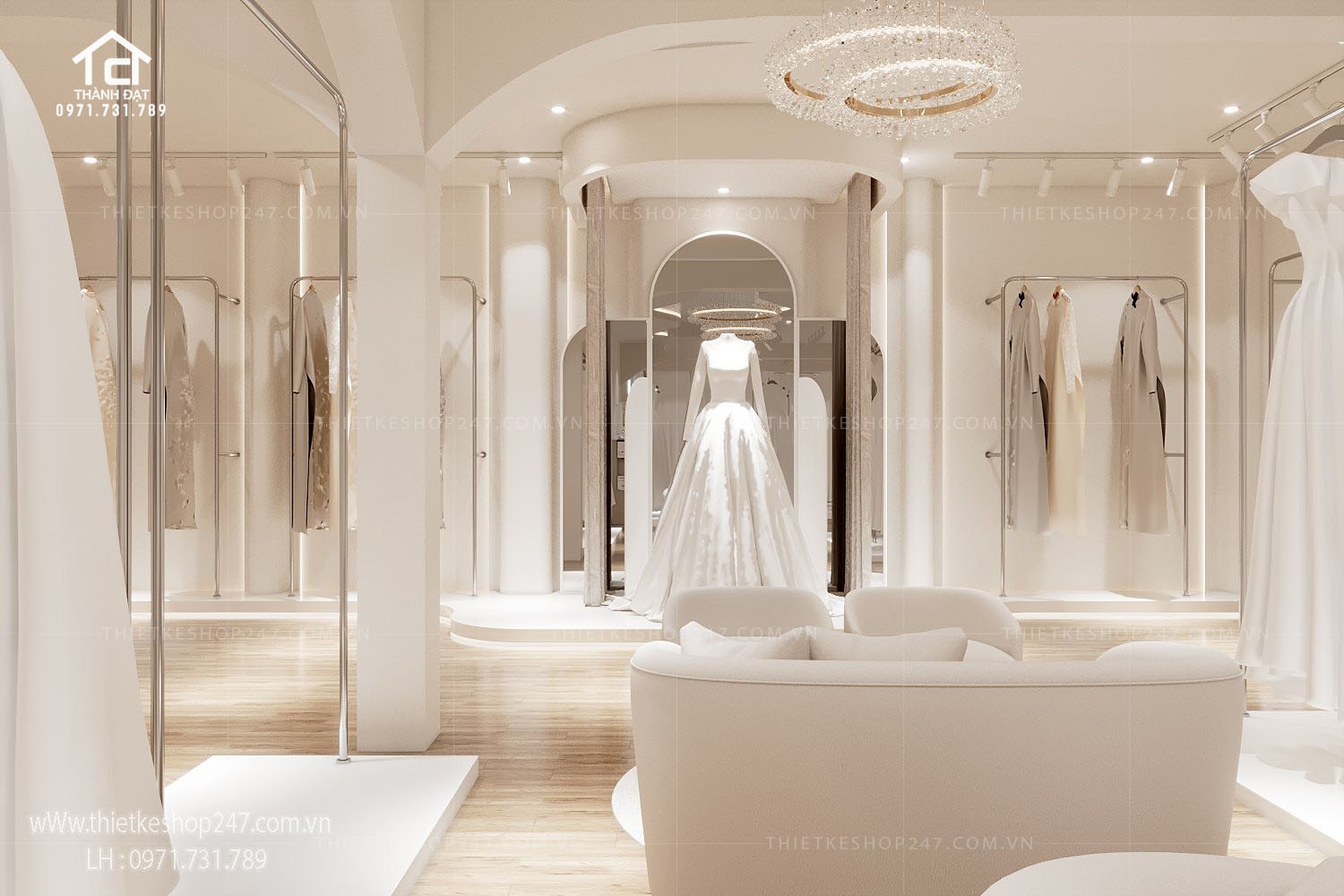 thiết kế studio áo cưới đẹp sang chảnh