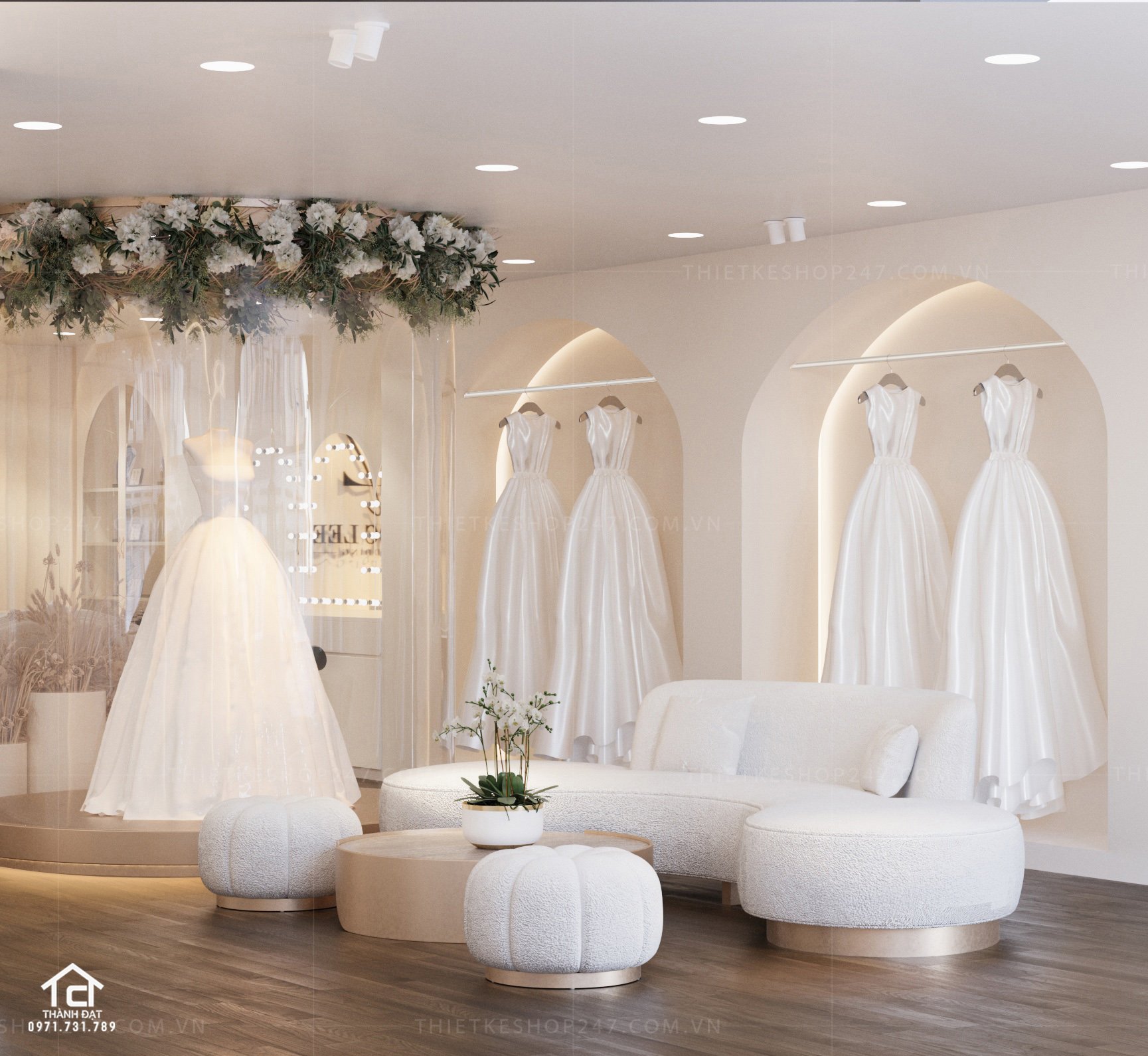 thiết kế studio áo cưới đẹp sang chảnh