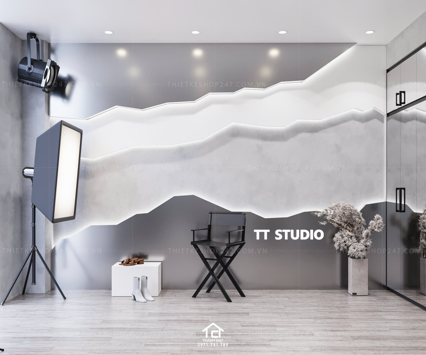 thiết kế studio đẹp và sang