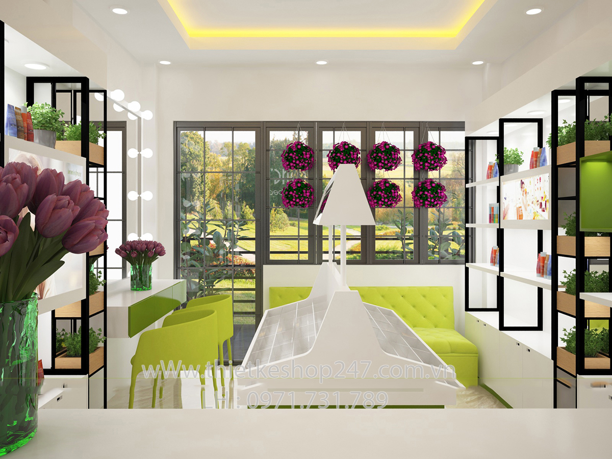 xu huong ve cach trang tri shop my pham
