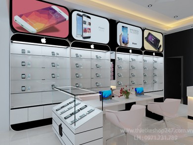 Thiết kế cửa hàng điện thoại đẹp, theo phong cách hiện đại.