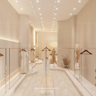 Mẫu thiết kế shop thời trang đẹp tinh tế, không gian sang trọng và hiện đại