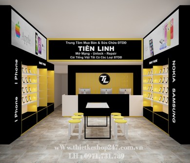 Thiết kế cửa hàng điện thoại đẹp, sang - Anh Linh.