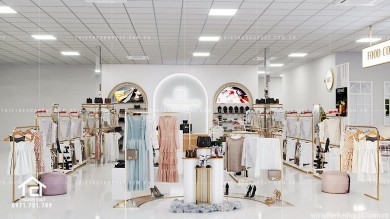 Thiết kế gian hàng trung tâm thương mại đẹp tinh tế và sang trọng – Anh Cường