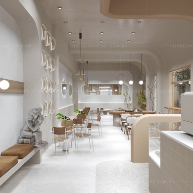 Thiết kế quán trà sữa café đẹp, Phong cách hàn quốc – Anh Hoàng Tôn