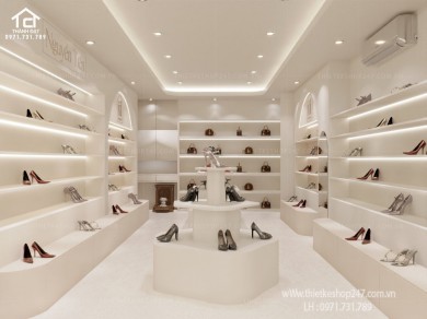 Thiết kế shop giày dép nữ nhỏ xinh và sang trọng – Nguyễn Tiên