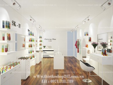 Thiết kế shop mỹ phẩm nhỏ đẹp đơn giản – Chị Huyền.