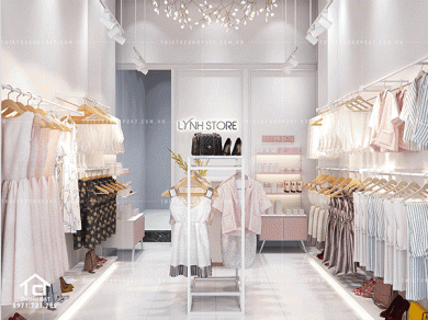 Thiết kế shop thời trang đẹp không gian lôi cuốn và thoáng đãng.
