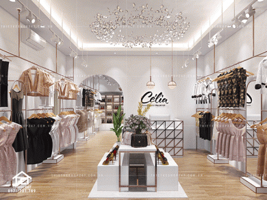 Thiết kế shop thời trang đẹp kích thích khách hàng tham quan mua sắm.