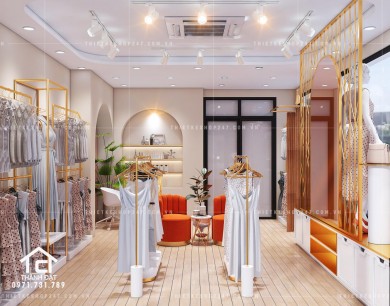 Thiết kế shop thời trang đẹp, phong cách cổ điển – Chị Nga