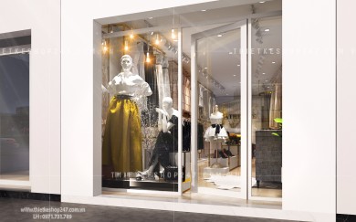 Thiết kế shop thời trang đẹp sang trọng, không gian màu sắc hiện đại – Chị Đông