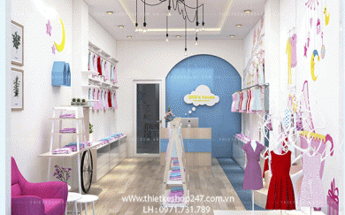 Thiết kế shop thời trang trẻ em đẹp tinh tế và rất tiện ích.