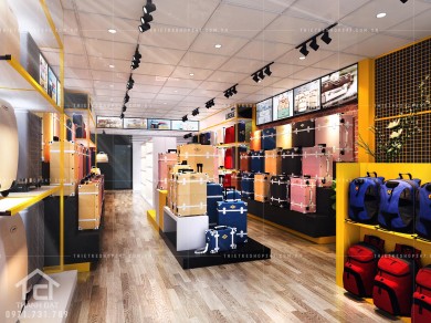 Thiết kế shop túi xách đẹp hiện đại, sang trọng và nổi bật màu sắc ” Anh Hào