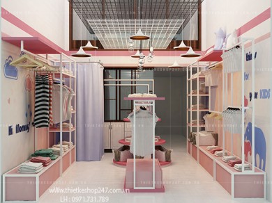 Trang trí cửa hàng thời trang trẻ em dễ thương – Anh Giang.