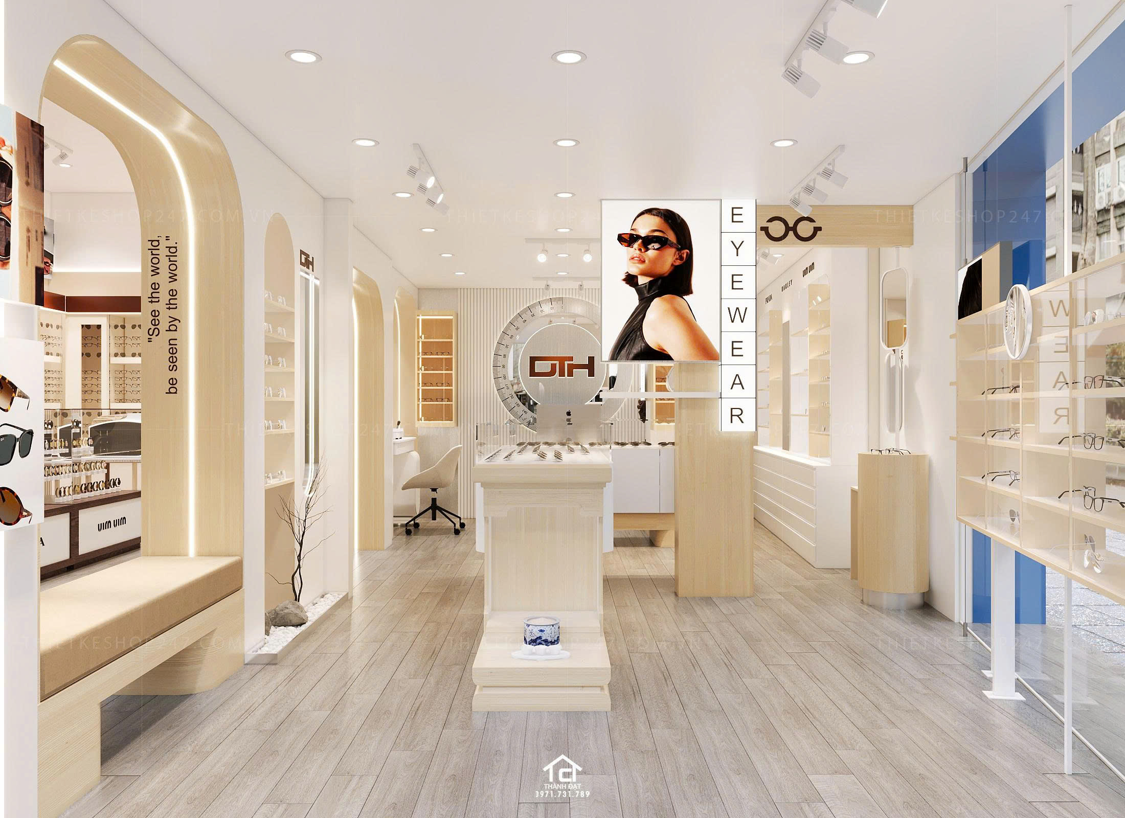 thiết kế shop mắt kính đẹp sang trọng