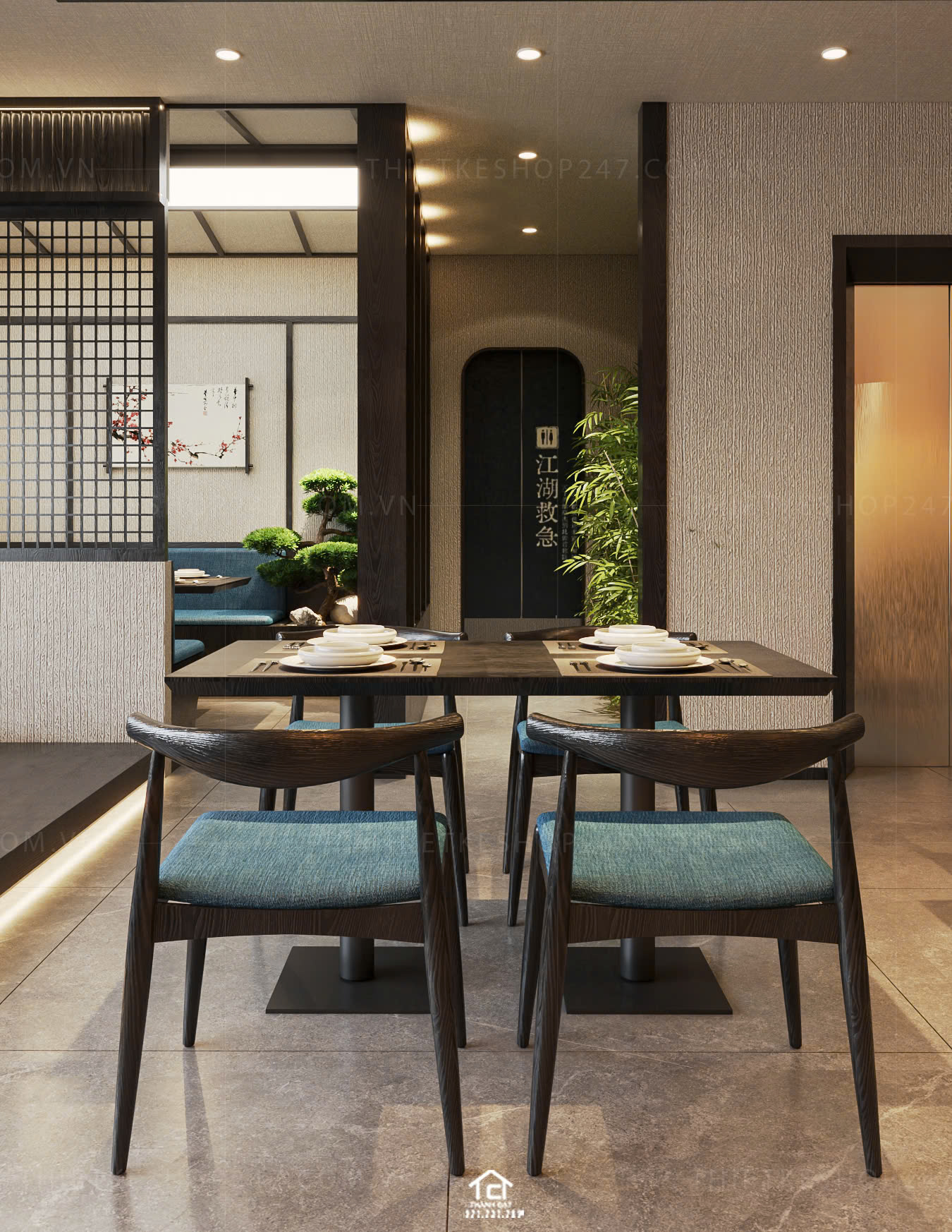 thiết kế nhà hàng đẹp lung linh
