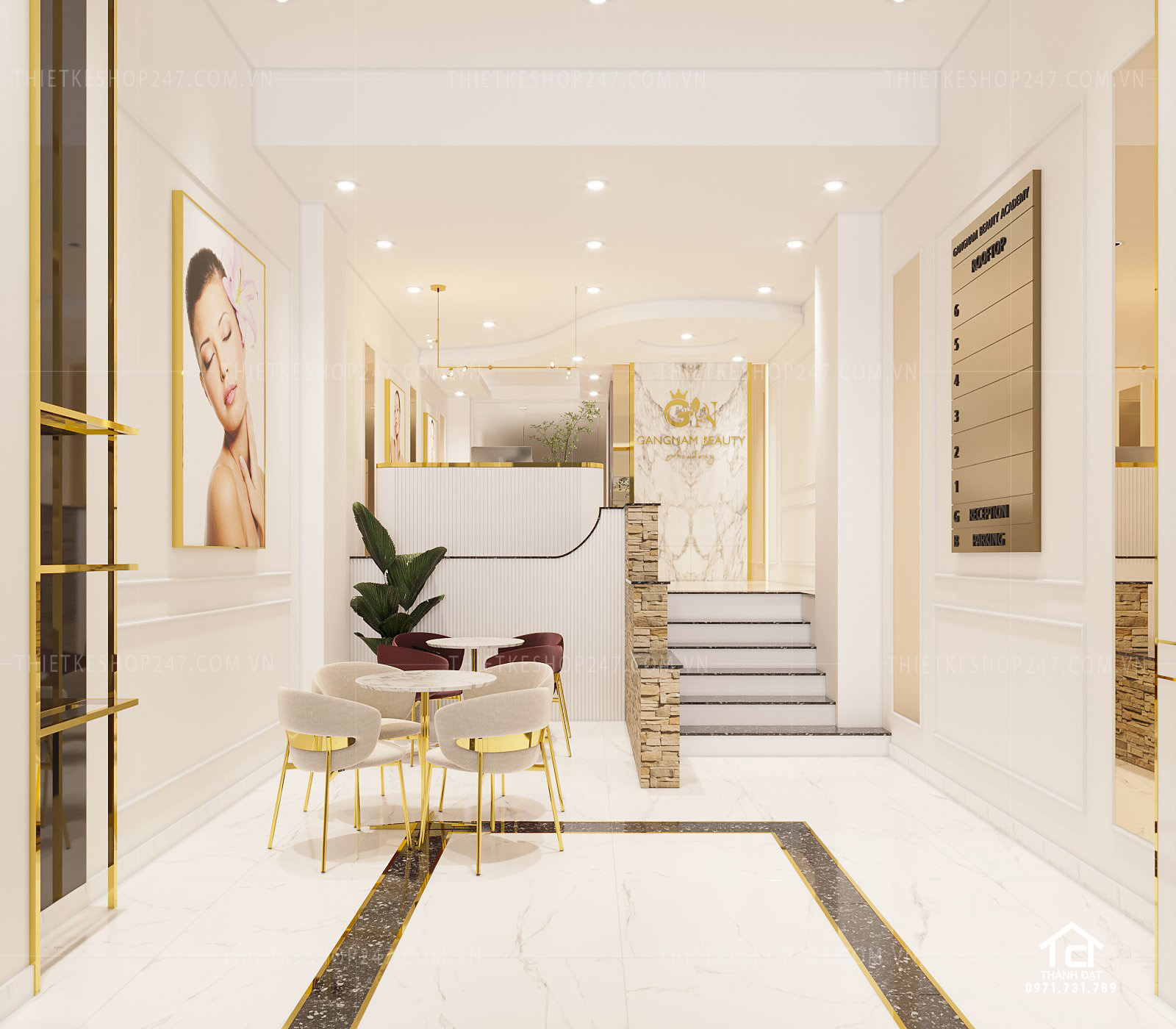 thiết kế spa đẹp màu sắc