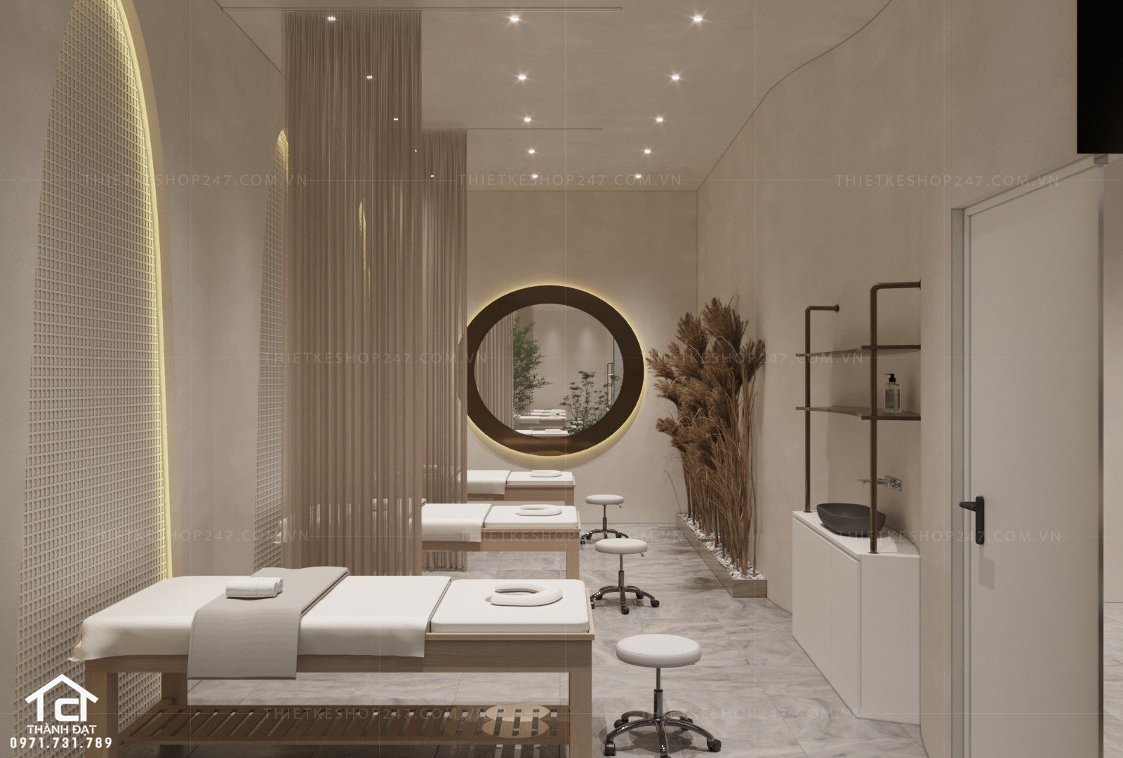Thiết kế spa đẹp, không gian lớn, sang trọng – Chị Tâm Đoan