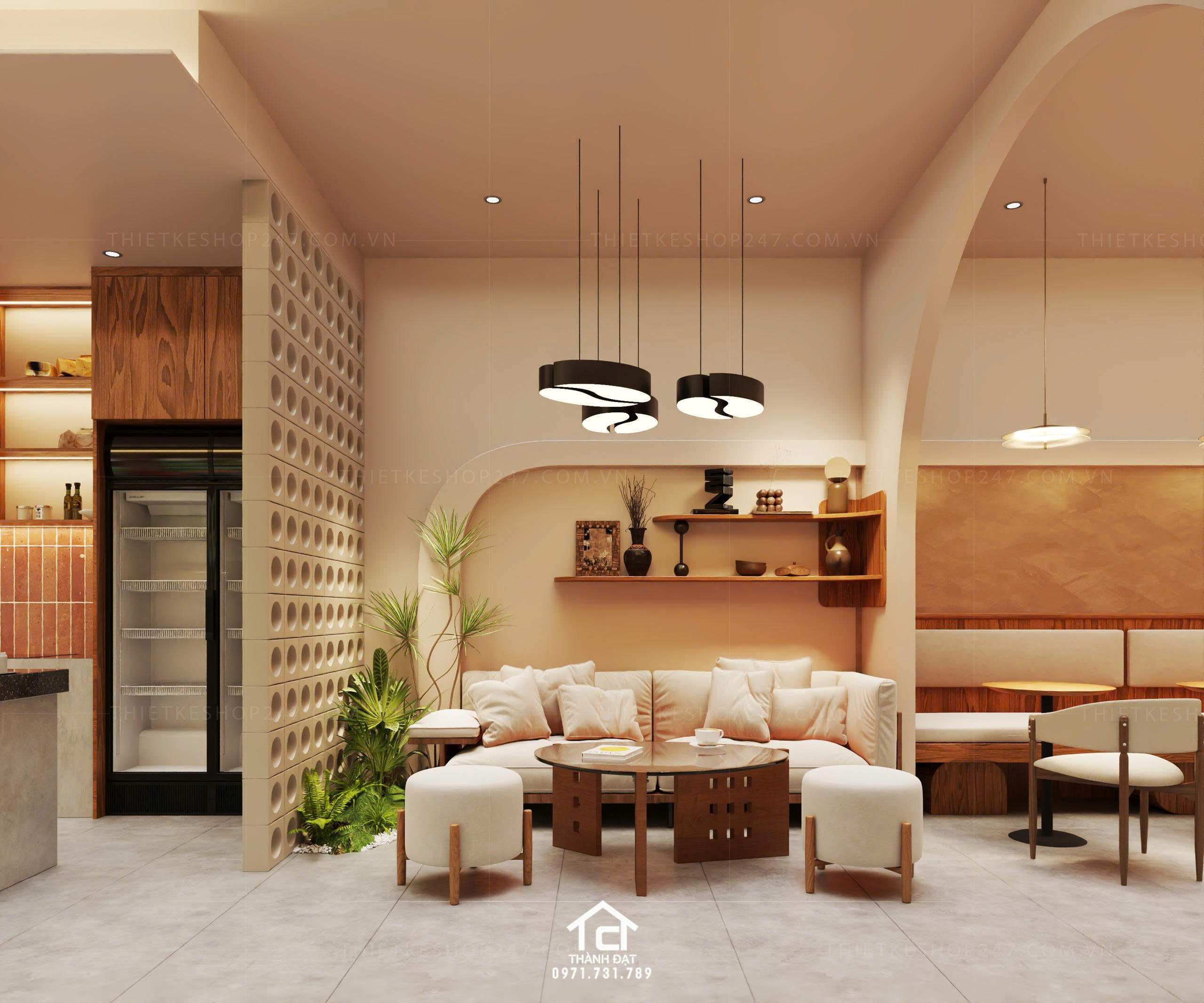 Thiết kế quán cafe đẹp hài hòa