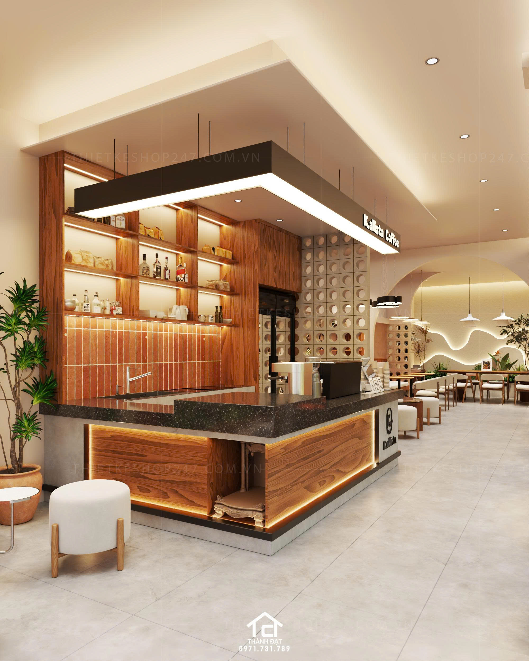 Thiết kế quán cafe đẹp lung linh