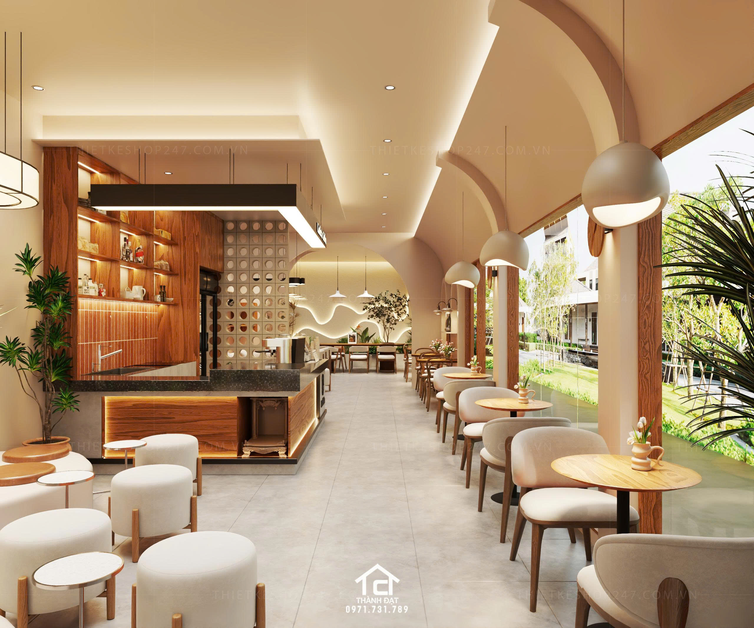 Thiết kế quán cafe đẹp sang trọng