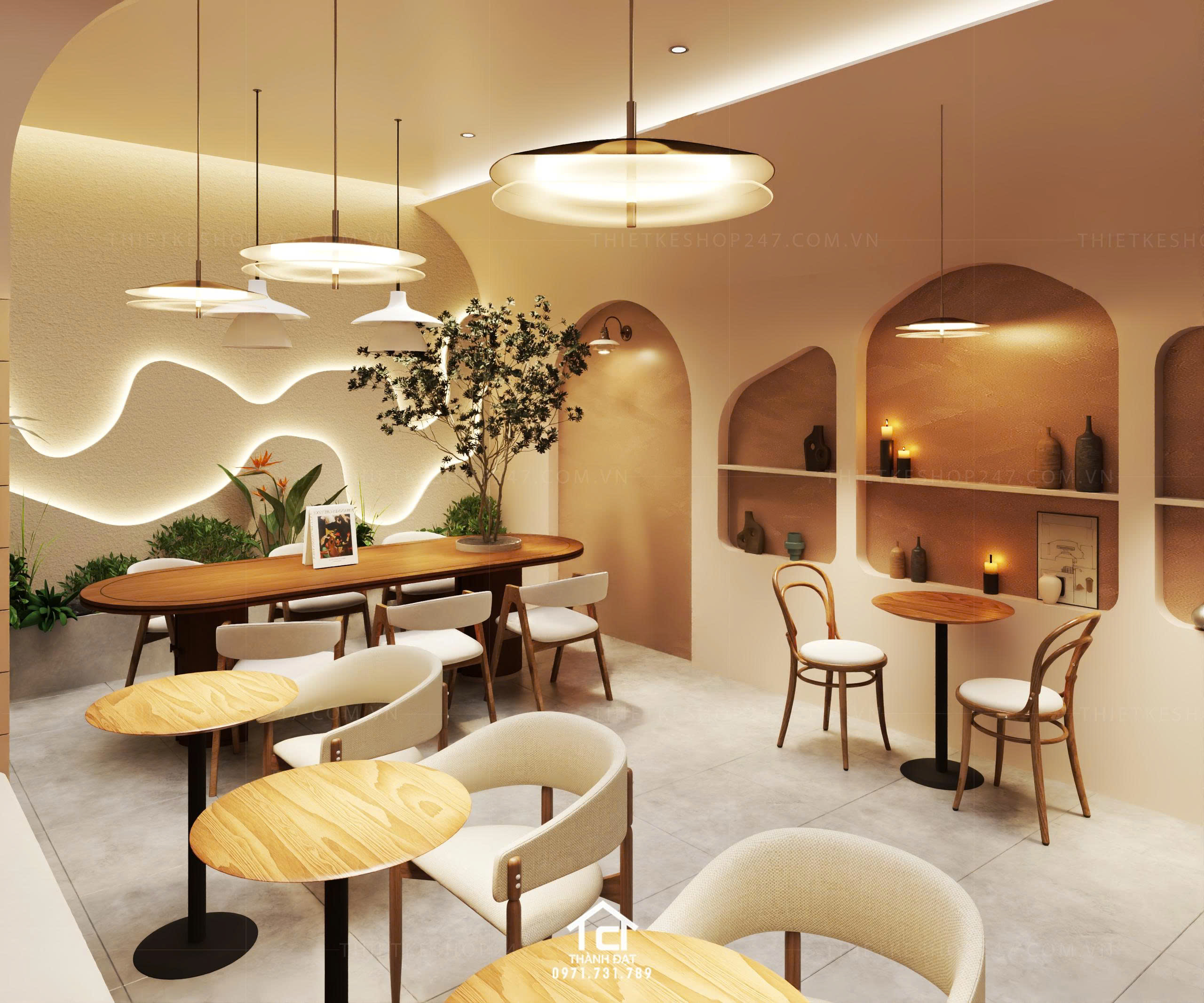 Thiết kế quán cafe đẹp sinh động