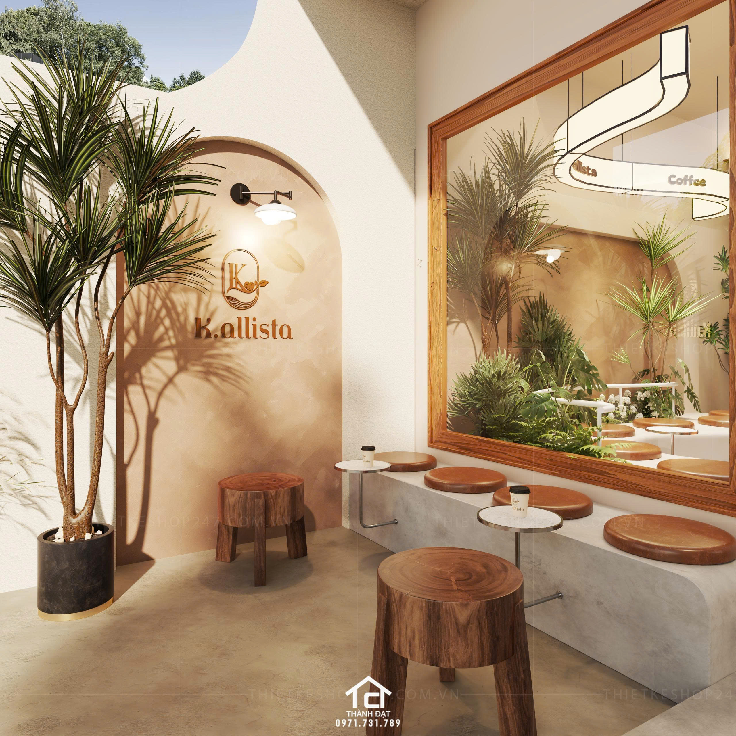 Thiết kế quán cafe đẹp thoáng mát